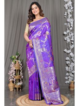 DipDiya - Lavender Woven Cotton Silk Saree with Unstitched Blouse
