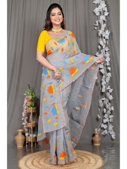 DipDiya - Grey Woven Kota Saree