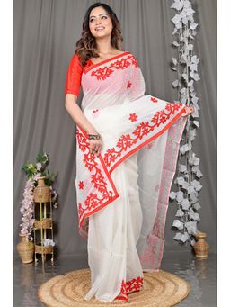 DipDiya - White Woven Kota Saree