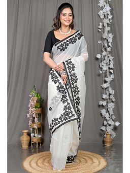 DipDiya - White Woven Kota Saree