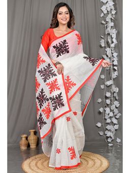 DipDiya - White Woven Cotton Blend Saree