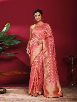 MEENA BAZAAR - Pink Woven Art Silk Saree