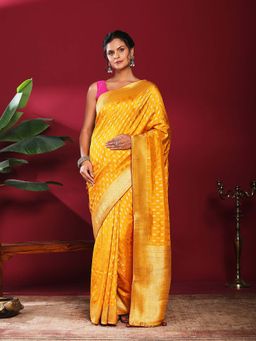 MEENA BAZAAR - Mustard Woven Art Silk Saree