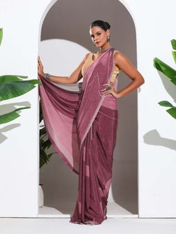 MEENA BAZAAR - Wine Printed Crepe Saree