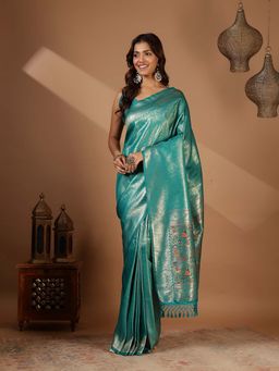 MEENA BAZAAR - Blue Woven Art Silk Saree