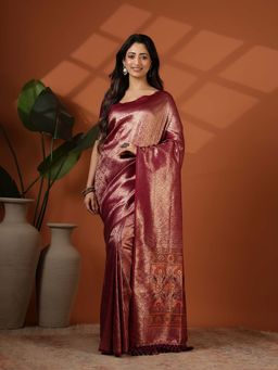 MEENA BAZAAR - Wine Woven Art Silk Saree