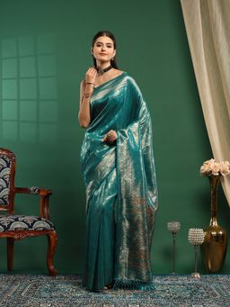 MEENA BAZAAR - Blue Woven Art Silk Saree