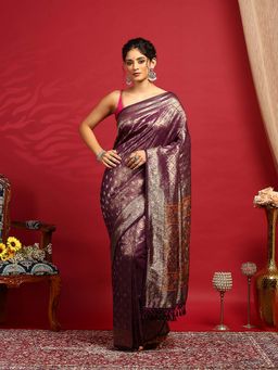 MEENA BAZAAR - Purple Woven Art Silk Saree
