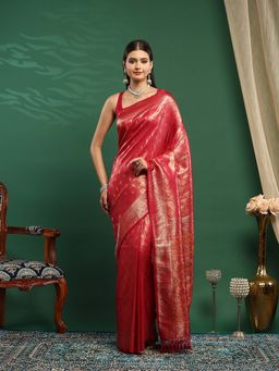 MEENA BAZAAR - Pink Woven Art Silk Saree