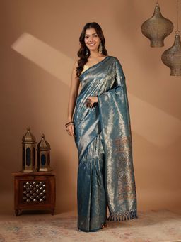 MEENA BAZAAR - Blue Woven Art Silk Saree