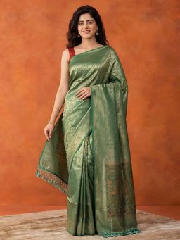 MEENA BAZAAR - Green Woven Art Silk Saree