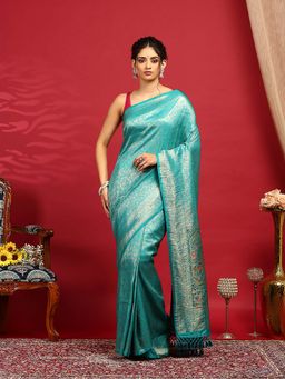 MEENA BAZAAR - Blue Woven Art Silk Saree