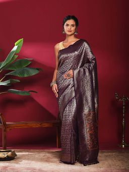 MEENA BAZAAR - Purple Woven Art Silk Saree