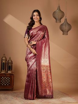 MEENA BAZAAR - Wine Woven Art Silk Saree