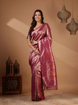 MEENA BAZAAR - Wine Woven Art Silk Saree