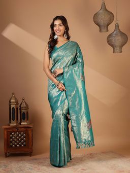 MEENA BAZAAR - Blue Woven Art Silk Saree