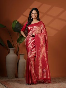 MEENA BAZAAR - Pink Woven Art Silk Saree