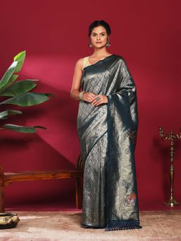 MEENA BAZAAR - Blue Woven Art Silk Saree
