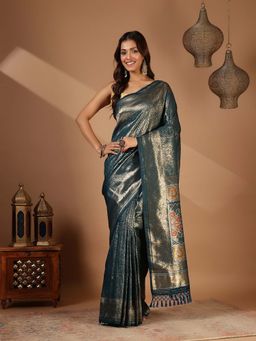 MEENA BAZAAR - Blue Woven Art Silk Saree