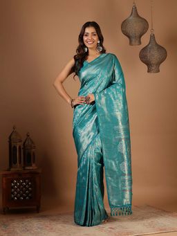 MEENA BAZAAR - Blue Woven Art Silk Saree