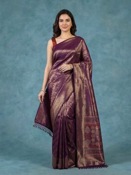 MEENA BAZAAR - Purple Woven Art Silk Saree