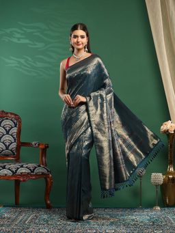 MEENA BAZAAR - Blue Woven Art Silk Saree