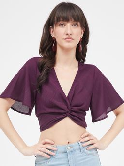 Kibo - Women Purple Polyester Crop Top
