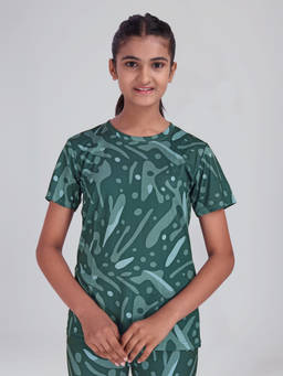 UMILDO - Girls Activewear Abstract Print Quick Dry Sports Tee