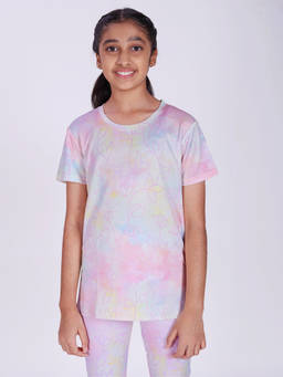 UMILDO - Girls Activewear Petal Whisper Print Quick Dry Sports Tee