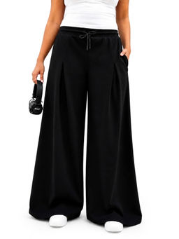TeenTrums - Black Wide Leg Oversized Baggy Track Pants for Girls