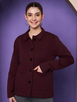 BRINNS - Burgundy Fleece Full Sleeves Winter Coat