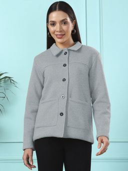 BRINNS - Grey Fleece Full Sleeves Winter Coat