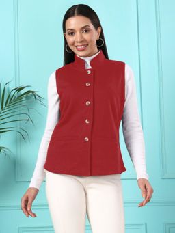 BRINNS - Maroon Fleece Sleeveless Waistcoat