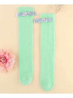 KIDLINGSS - Beaded Heart Applique Knee Length Socks - Green