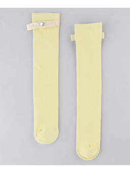 KIDLINGSS - Beaded Heart Applique Knee Length Socks - Yellow