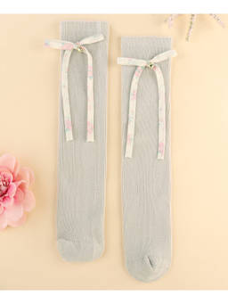 KIDLINGSS - Printed Knot Applique Knee Length Socks - Grey