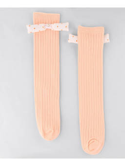 KIDLINGSS - Polka Dots Bow Applique Knee Length Socks - Orange
