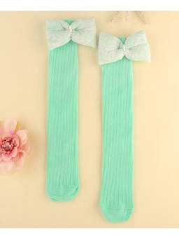 KIDLINGSS - Bow Applique Knee Length Socks - Green