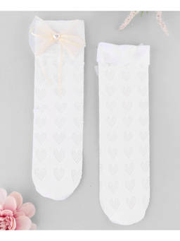 KIDLINGSS - Bow & Heart Applique Socks - White