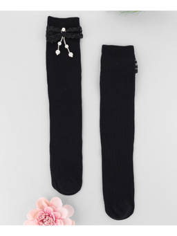 KIDLINGSS - Bow & Pearl Applique Socks - Black