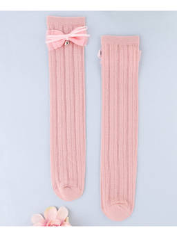 KIDLINGSS - Satin Bow & Heart Applique Socks - Pink