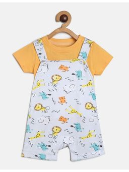 MINI KLUB - Boys White Dungaree and T-Shirt (Set of 2)