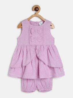 MINI KLUB - Girls Purple Dress with Bloomer & Bow (Set of 3)
