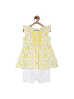 MINI KLUB - Girls Multi-Color Dress with Bloomer & Hairband (Set of 3)