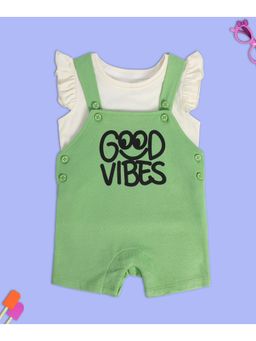 MINI KLUB - Girls Green Dungaree and Top (Set of 2)