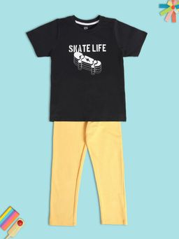 MINI KLUB - Kids Boys Black T-Shirt and Trousers (Set of 2)