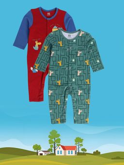 MINI KLUB - Boys Multi-Color Romper (Pack of 2)