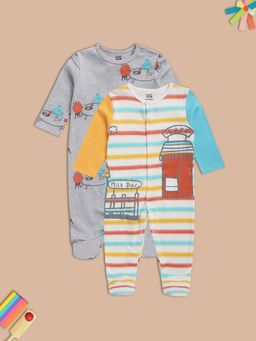 MINI KLUB - Boys Multi-Color Romper (Pack of 2)