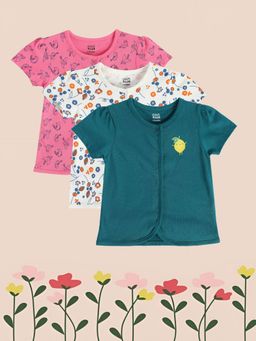 MINI KLUB - Girls Multi-Color T-Shirt (Pack of 3)