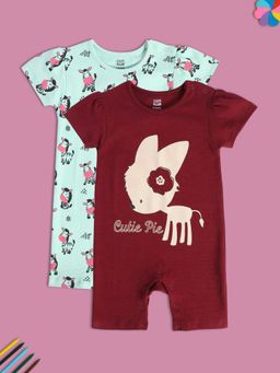 MINI KLUB - Girls Multi-Color Romper (Pack of 2)